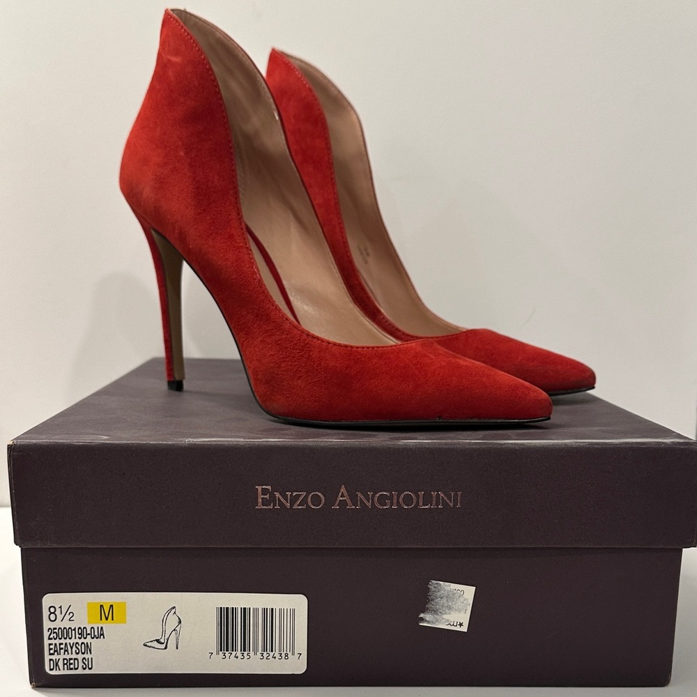 Enzo Angiolini Dark Red Suede Heels